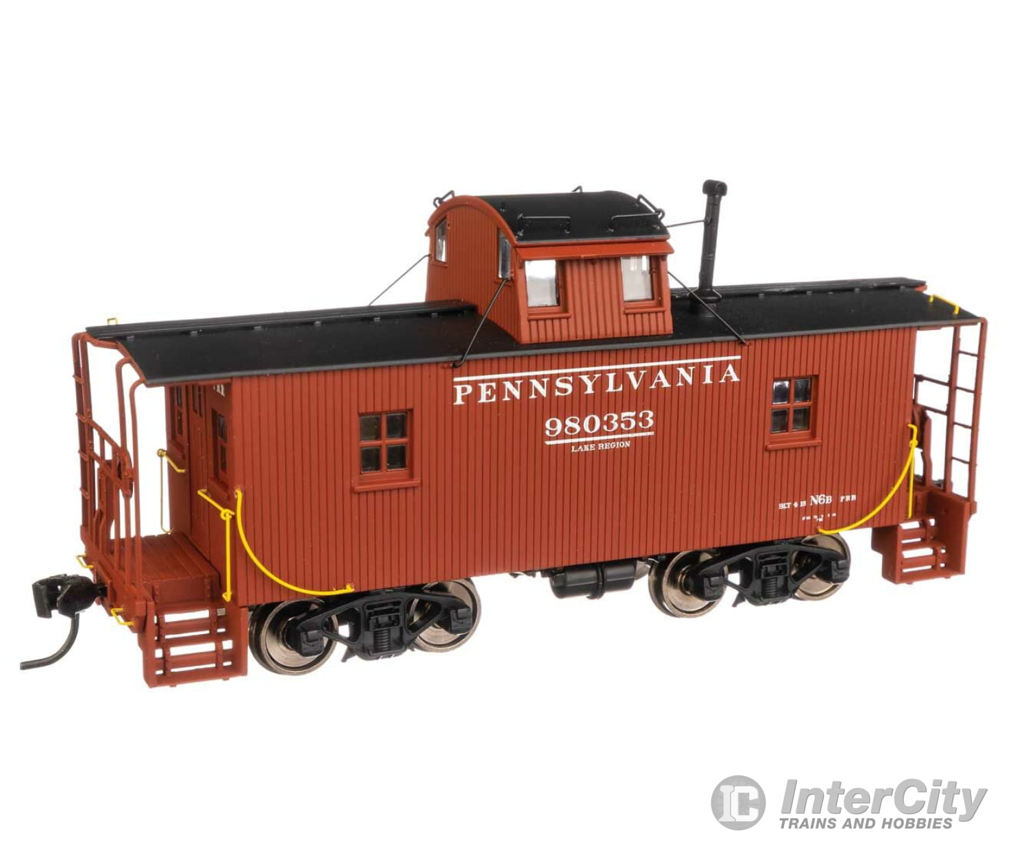 Walthers Proto 103408 Pennsylvania N6B Wood Cabin Car (Caboose) W/Center Cupola -- Railroad #980353