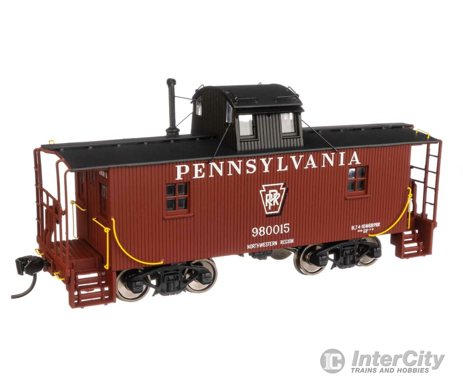 Walthers Proto 103411 Pennsylvania N6B Wood Cabin Car (Caboose) W/Center Cupola -- Railroad #980015