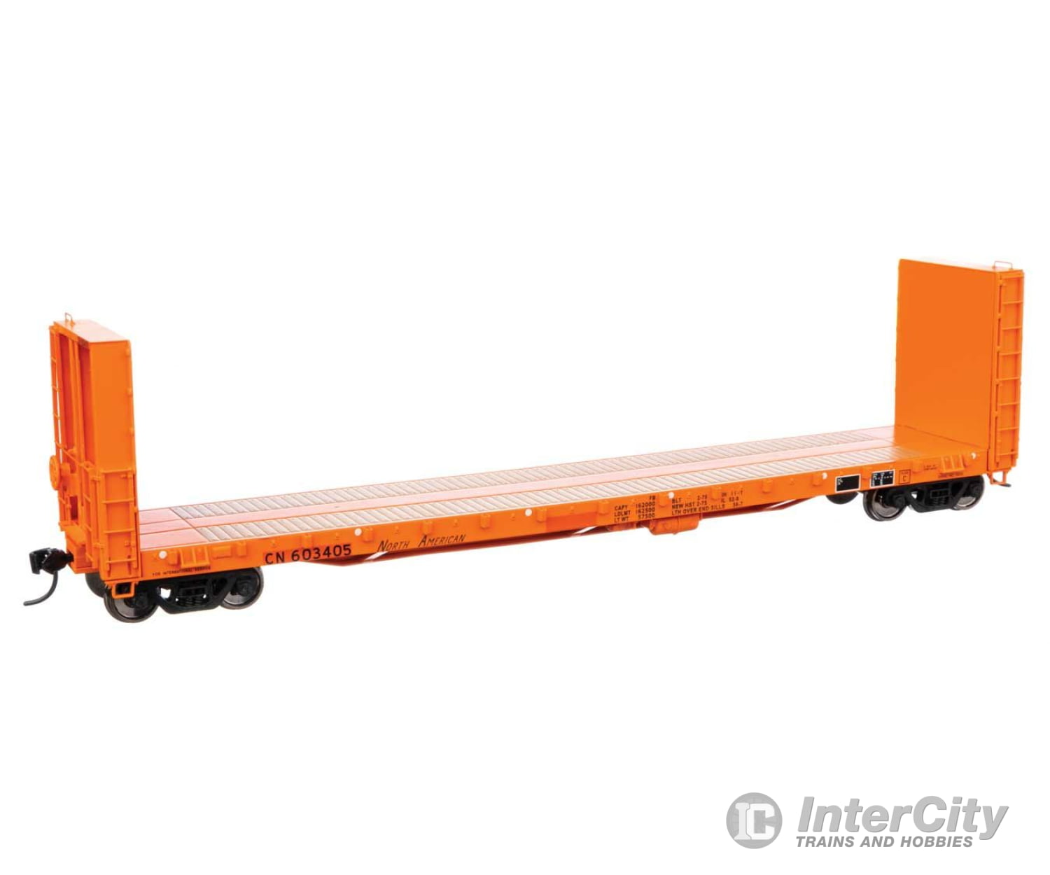 Walthers Proto 104351 50 Cc&F Bulkhead Flatcar - Ready To Run -- Canadian National #603405 (Orange)