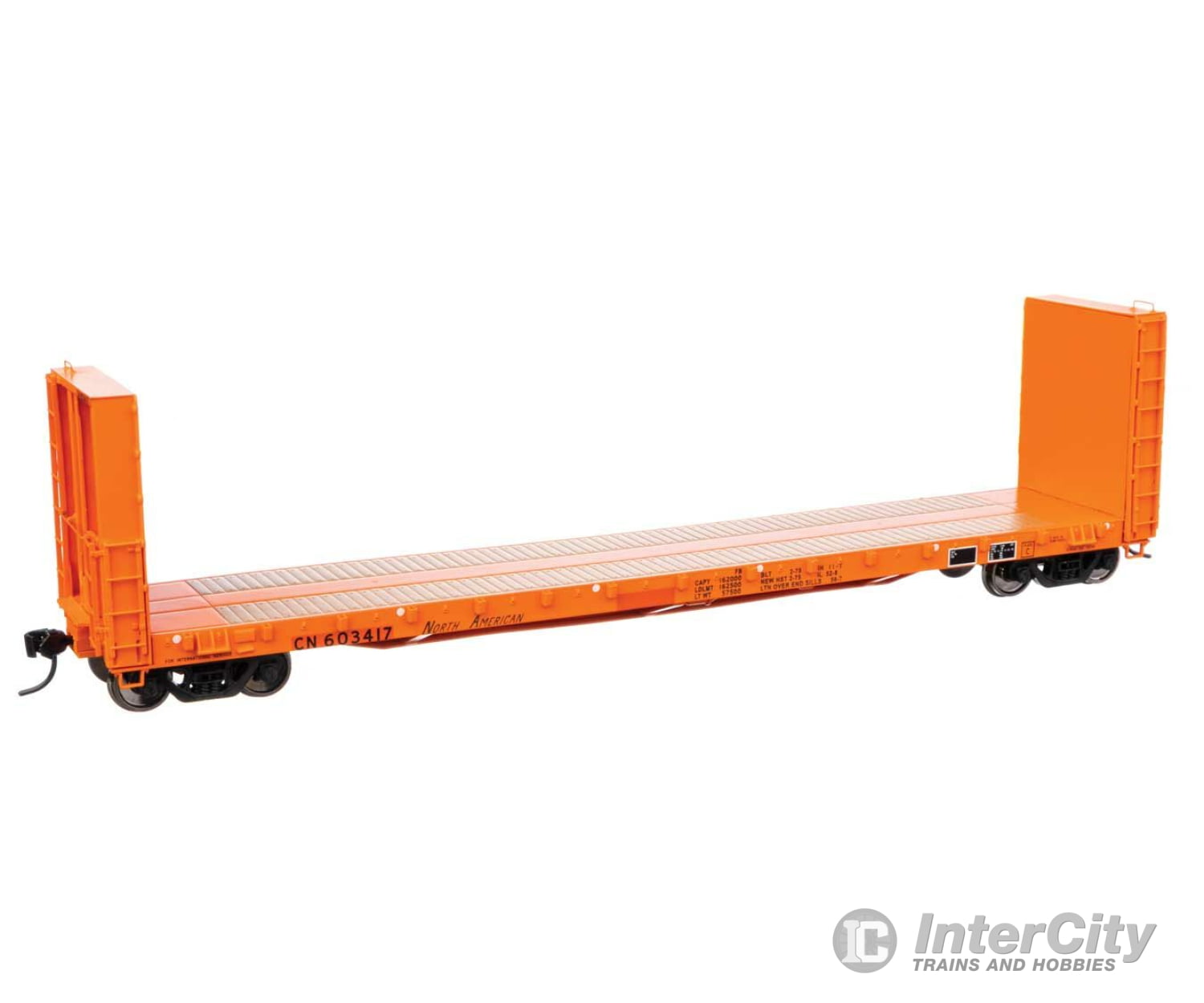 Walthers Proto 104353 50 Cc&F Bulkhead Flatcar - Ready To Run -- Canadian National (Orange) #603417