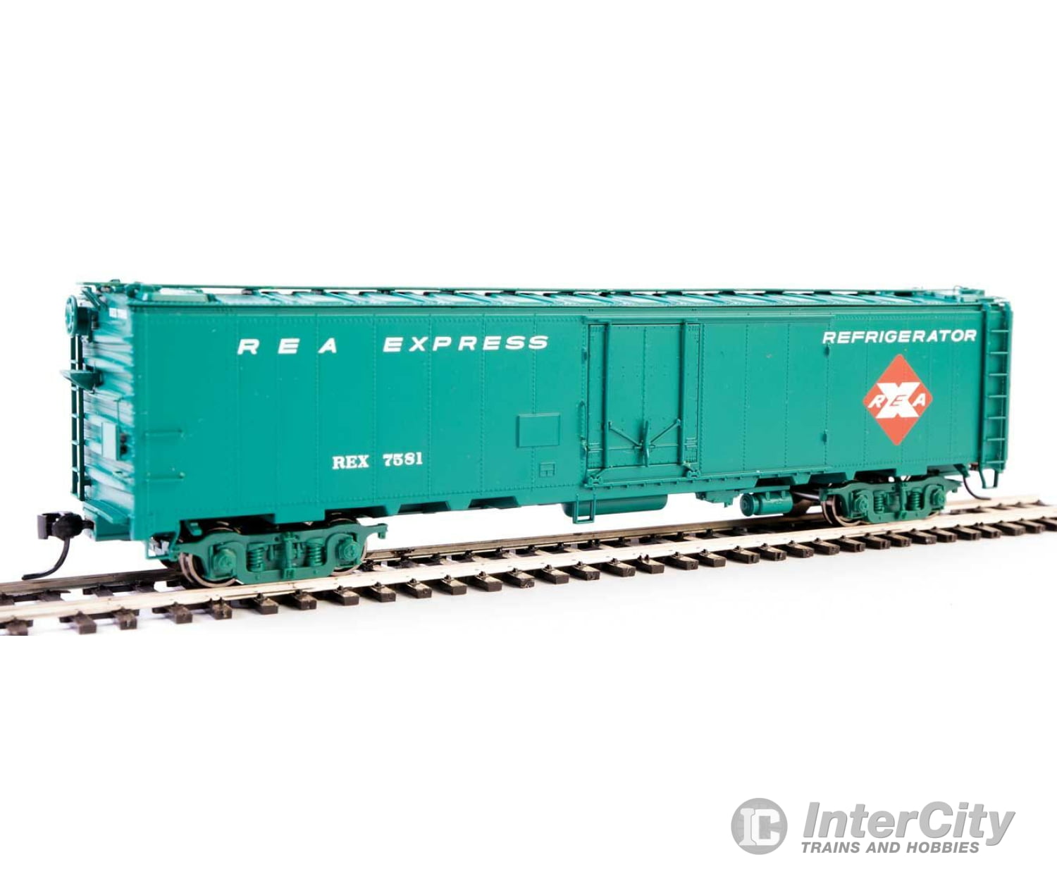 Walthers Proto 17323 50 Rea Riveted Steel Express Reefer -- Railway Agency #7581 (Light Green)