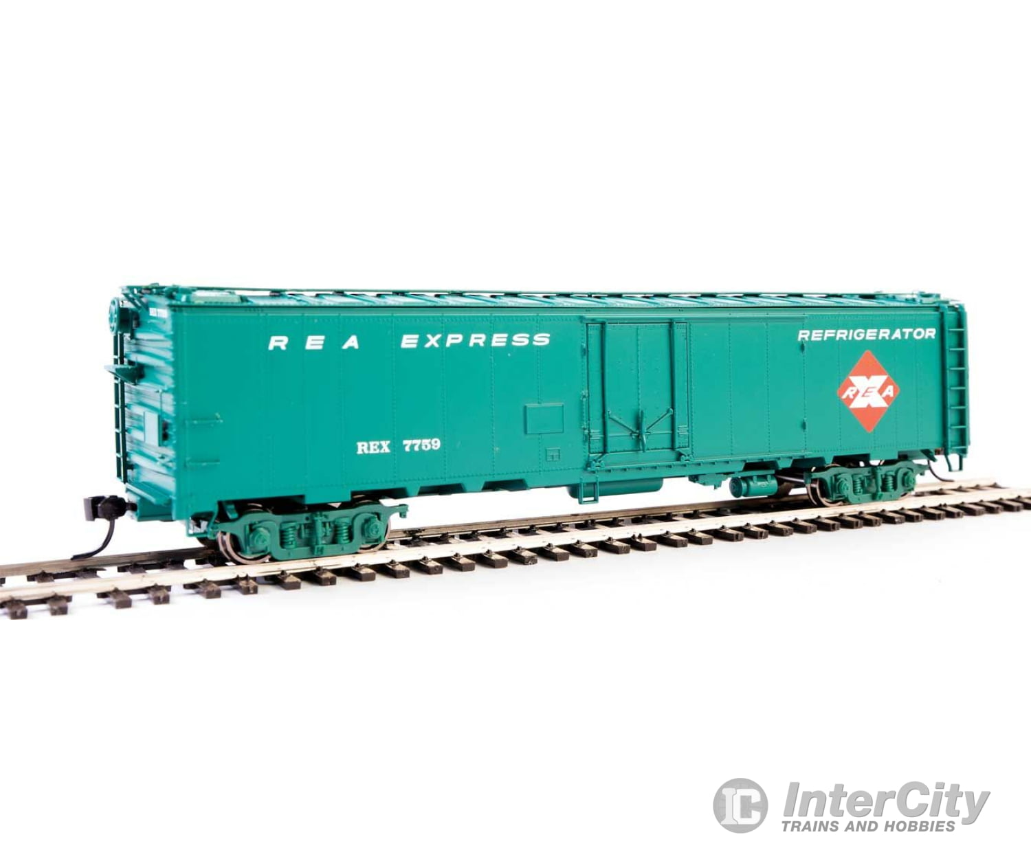 Walthers Proto 17325 50 Rea Riveted Steel Express Reefer -- Railway Agency #7646 (Light Green)