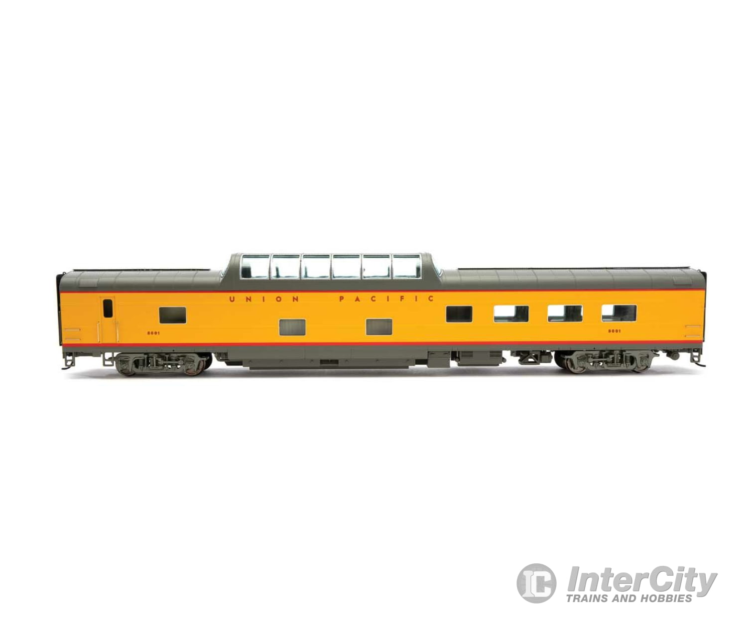 Walthers Proto 18660 85 American Car & Foundry Dome Diner -- Union Pacific #8001 (Yellow Red Gray