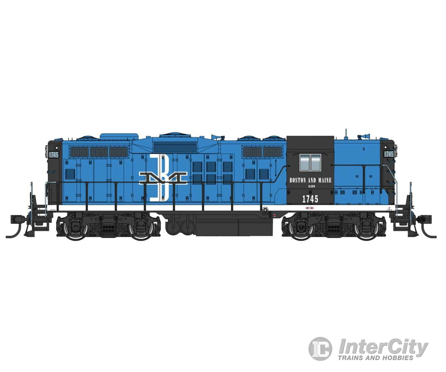 Walthers Proto 42801 Emd Gp9 With Loksound 5 Sound & Dcc -- Boston Maine #1745 (Blue White Black)