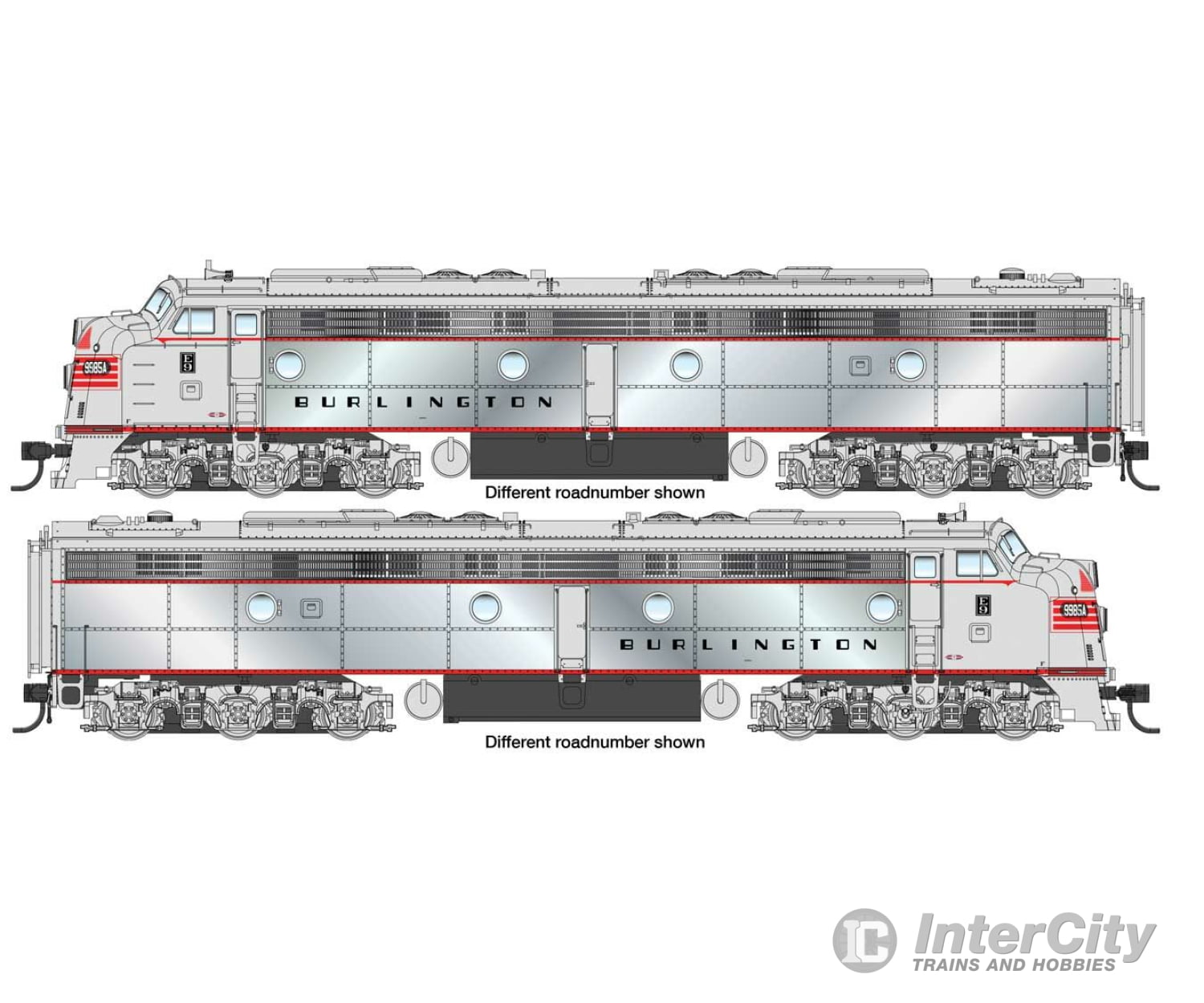 Walthers Proto 49915 Emd E9 A-A - Standard Dc -- Chicago Burlington & Quincy #9990 9993 (Plated