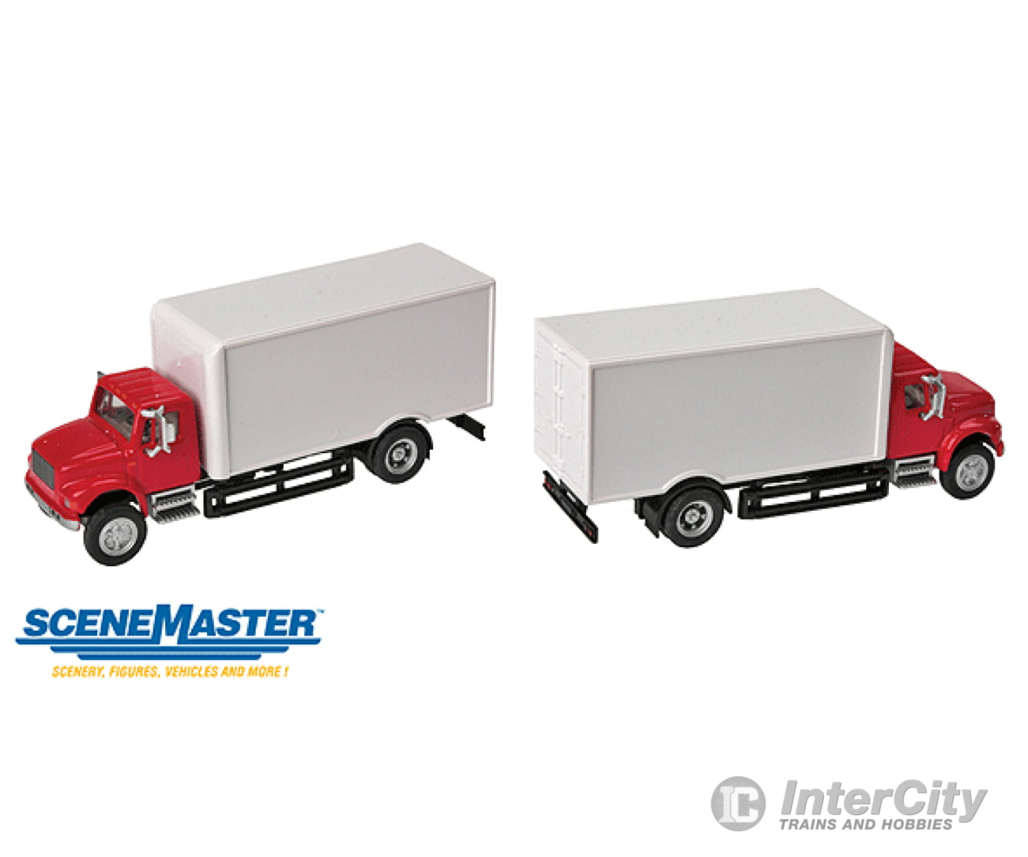 Walthers Scenemaster 11291 International(R) 4900 Single-Axle Box Van - Assembled -- Red Cab White