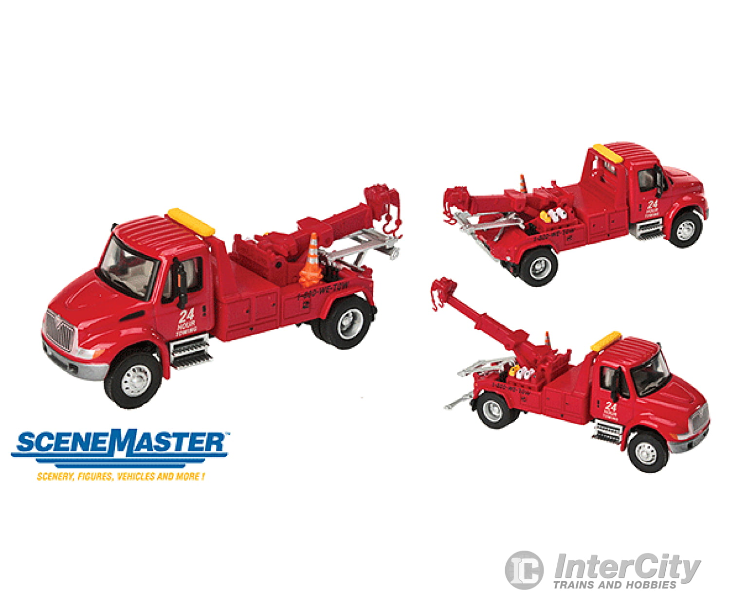 Walthers Scenemaster 11531 International(R) 4300 Tow Truck - Assembled -- Red Cars & Trucks