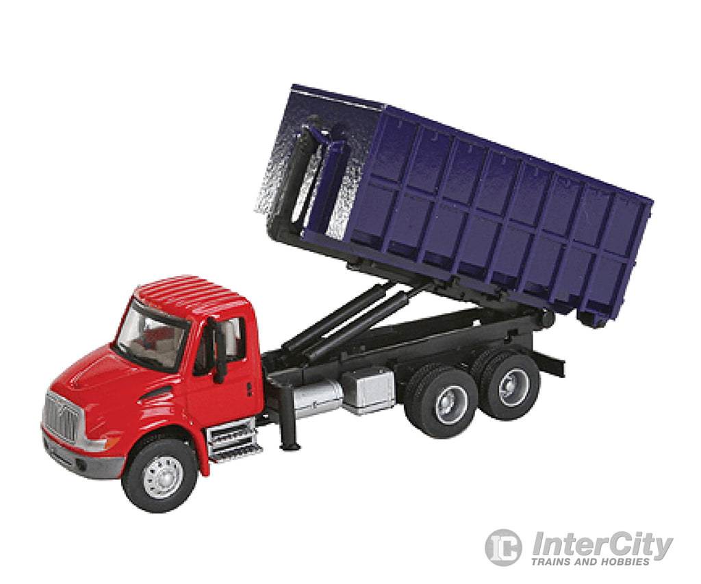 Walthers Scenemaster 11630 International(R) 4300 Dual-Axle Dumpster Carrier Truck - Assembled -- Red