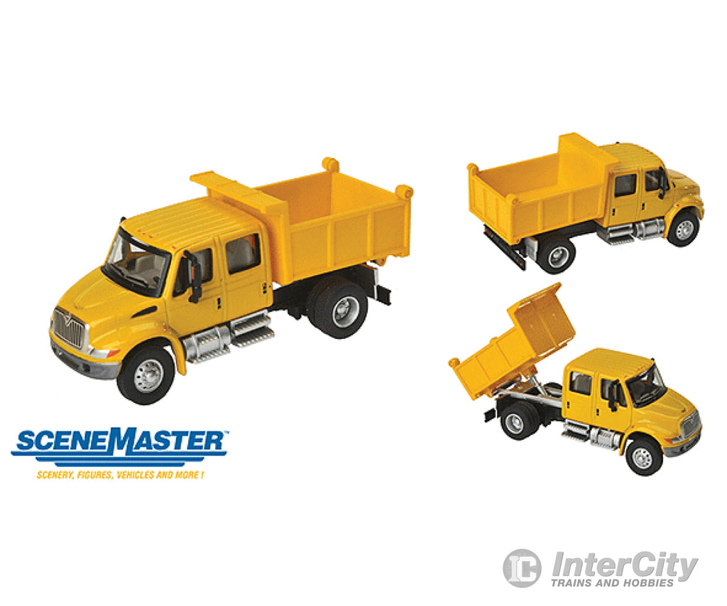 Walthers Scenemaster 11632 International(R) 4300 Crew Cab Dump Truck - Assembled -- Yellow Cars &