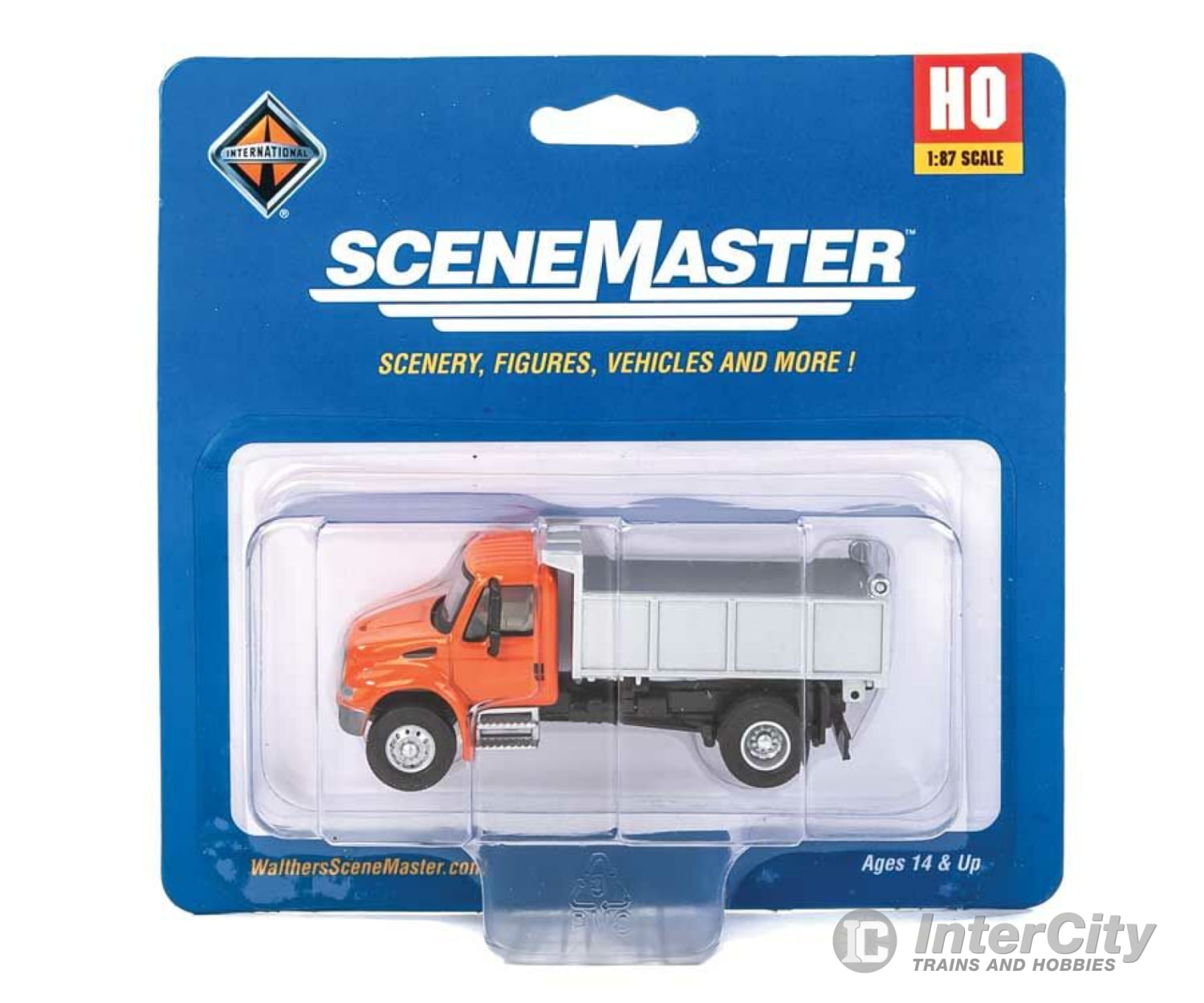 Walthers Scenemaster 11633 International(R) 4300 Single-Axle Dump Truck - Assembled -- Orange Cab