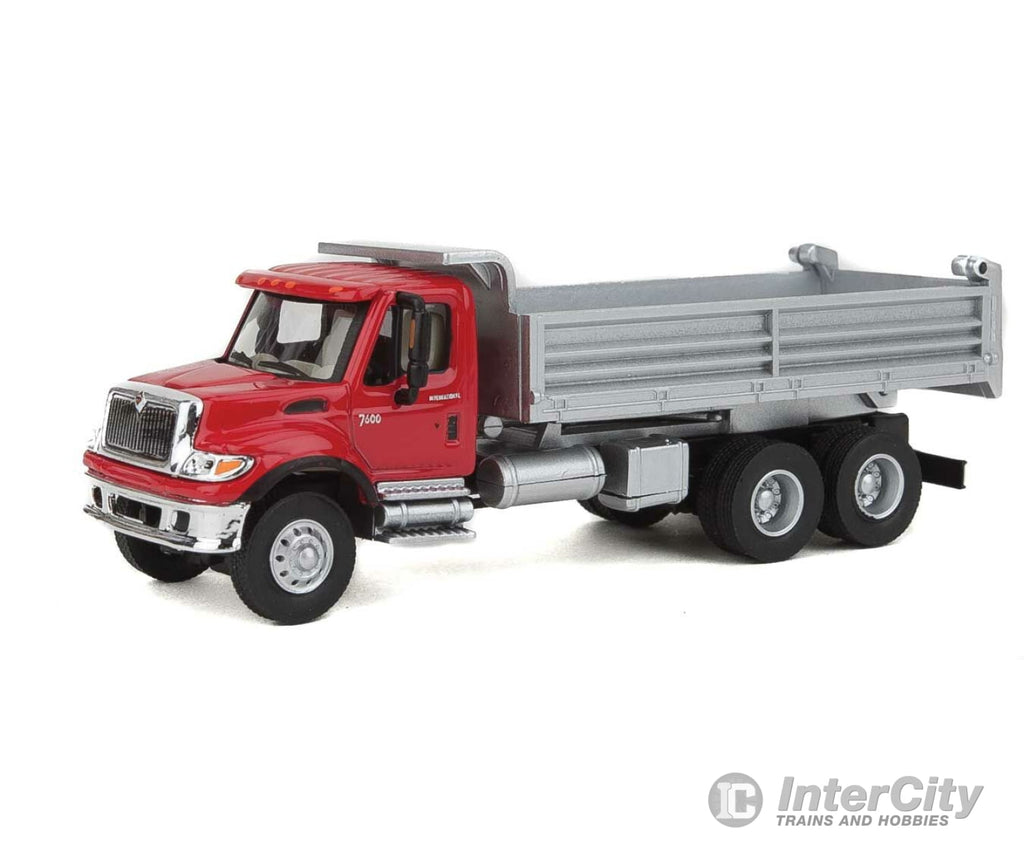 Walthers Scenemaster 11662 International(R) 7600 3-Axle Heavy-Duty Dump Truck - Assembled -- Red Cab