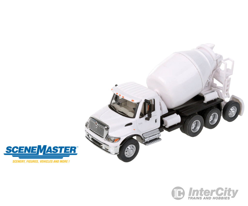 Walthers Scenemaster 11678 International(R) 7600 3-Axle Cement Mixer - Assembled -- White Cars &