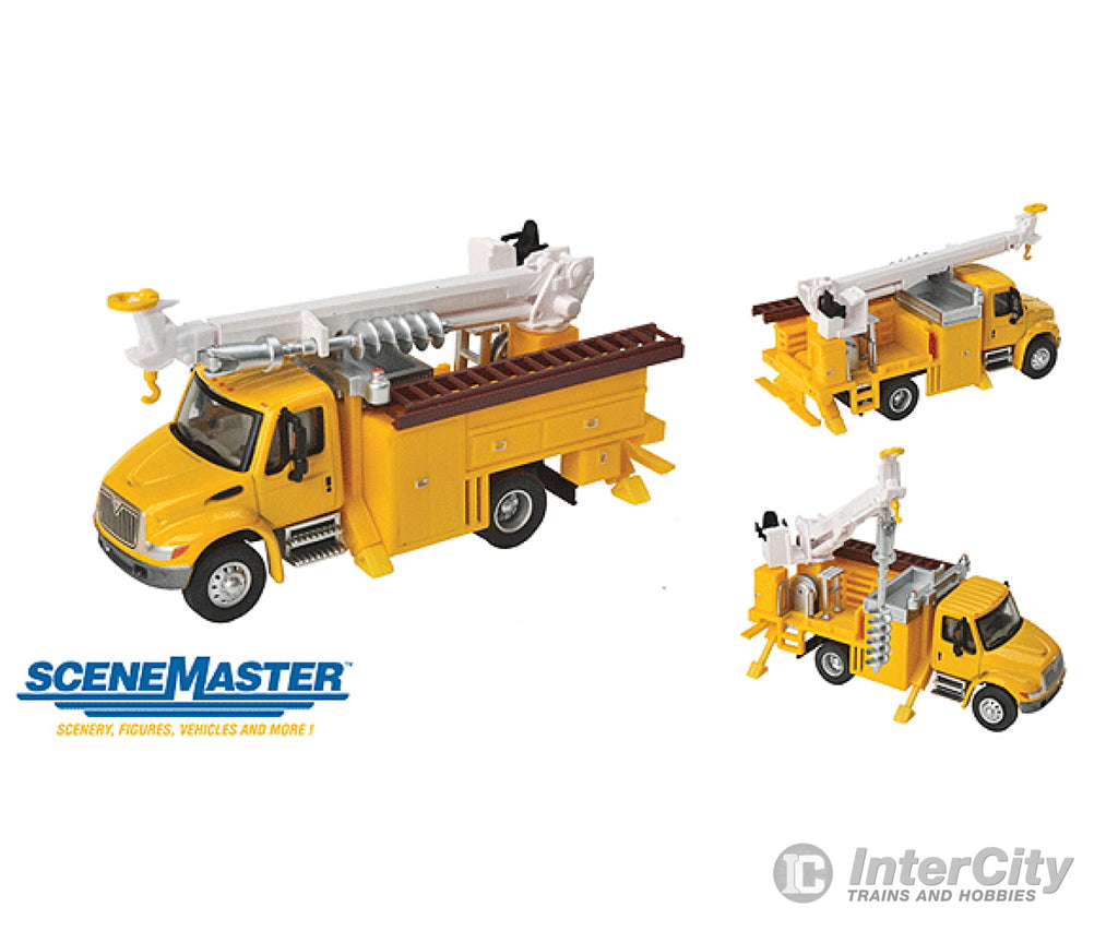 Walthers Scenemaster 11732 International(R) 4300 Utility Truck W/Drill - Assembled -- Yellow Cars &