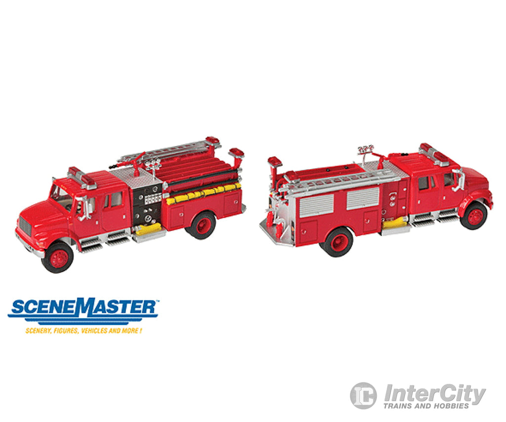 Walthers Scenemaster 11841 International(R) 4900 Crew Cab Fire Engine - Assembled -- Red Cars &