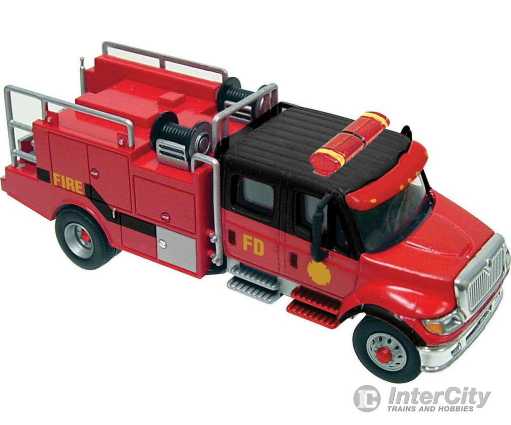 Walthers Scenemaster 11920 International(R) 7600 2-Axle Crew-Cab Brush Fire Truck - Assembled -- Red