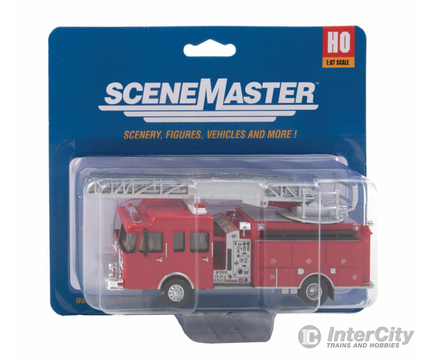 Walthers Scenemaster 13801 Heavy-Duty Fire Department Ladder Truck - Assembled -- Red Cars & Trucks