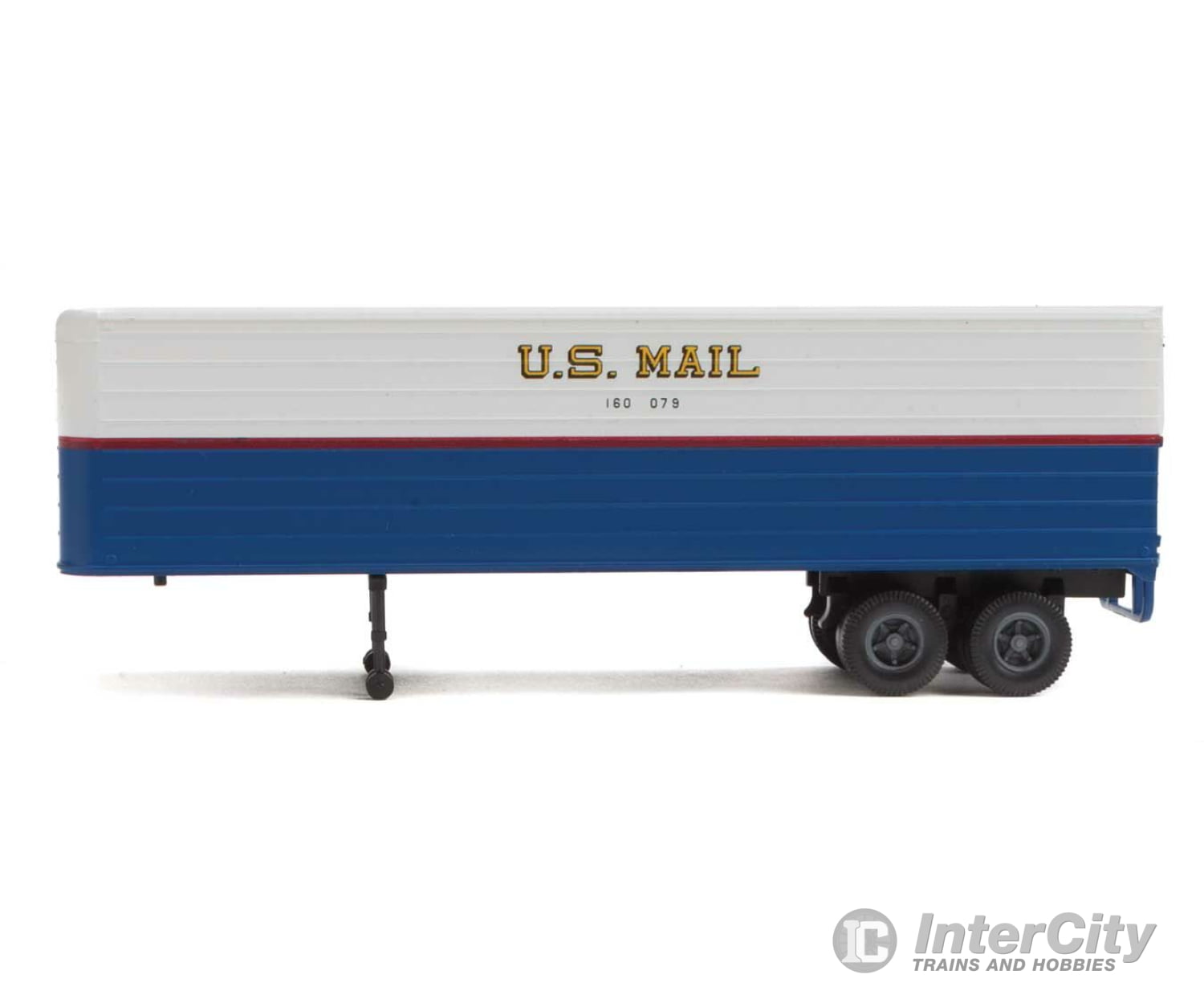 Walthers Scenemaster 2426 35’ Fluted-Side Trailer 2-Pack - Assembled -- Us Mail (Blue White Red