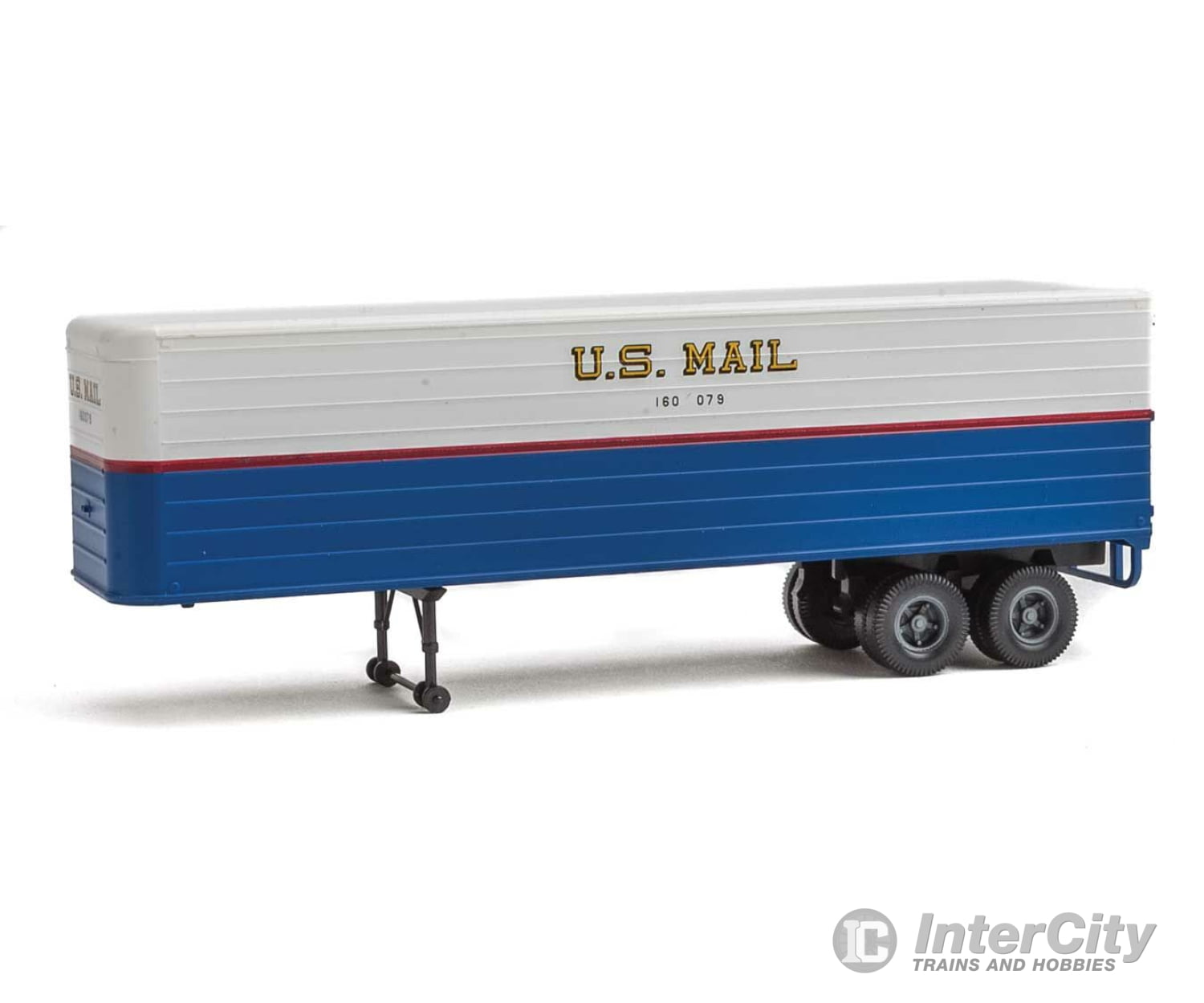 Walthers Scenemaster 2426 35’ Fluted-Side Trailer 2-Pack - Assembled -- Us Mail (Blue White Red