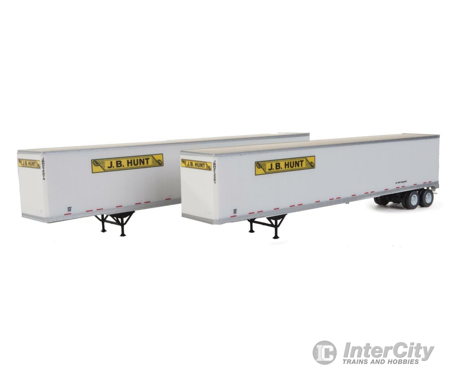 Walthers Scenemaster 2462 53’ Stoughton Trailer 2-Pack - Assembled -- J.b. Hunt (White Yellow