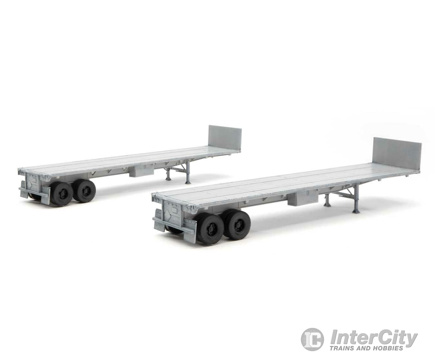 Walthers Scenemaster 2700 40’ Flatbed Trailer - Kit 2-Pack -- Undecorated Freight Loads & Containers