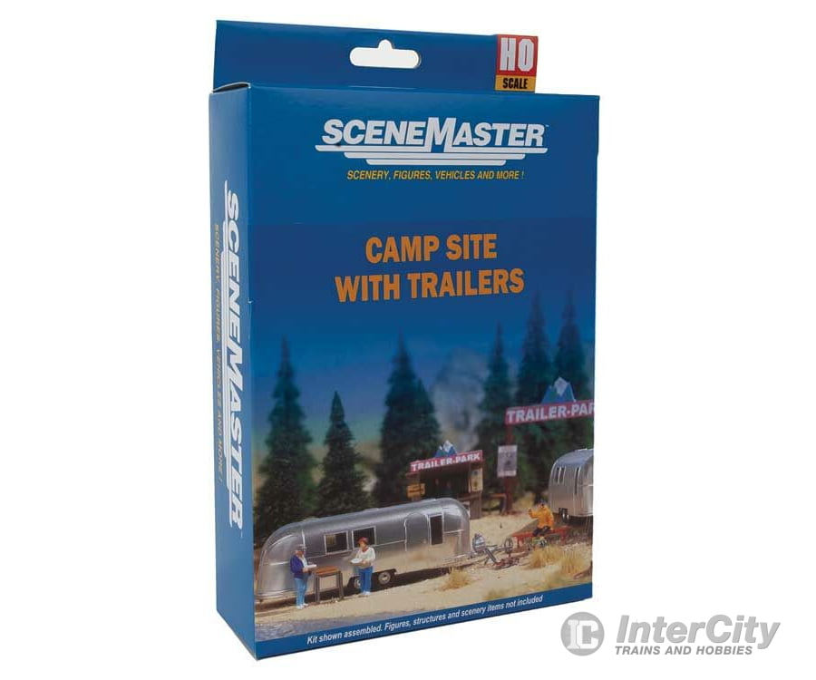 Walthers Scenemaster 2902 Camp Site With Two Trailers - Kit -- Camping Signs & Accessories Scenery