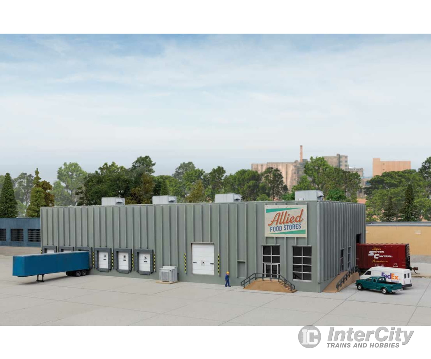 Walthers Scenemaster 3864 Concrete Grocery Warehouse -- Kit - 12 X 6-3/4 3-3/16’ 30.4 17.1 8Cm