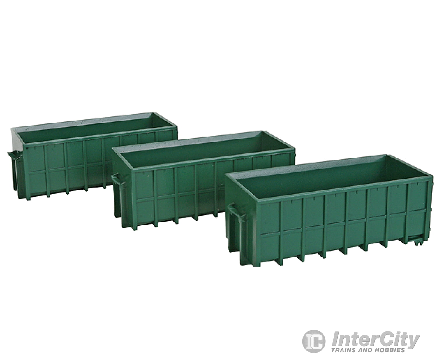 Walthers Scenemaster 4100 Large Dumpsters - Assembled -- Green Pkg(3) Scenery Details