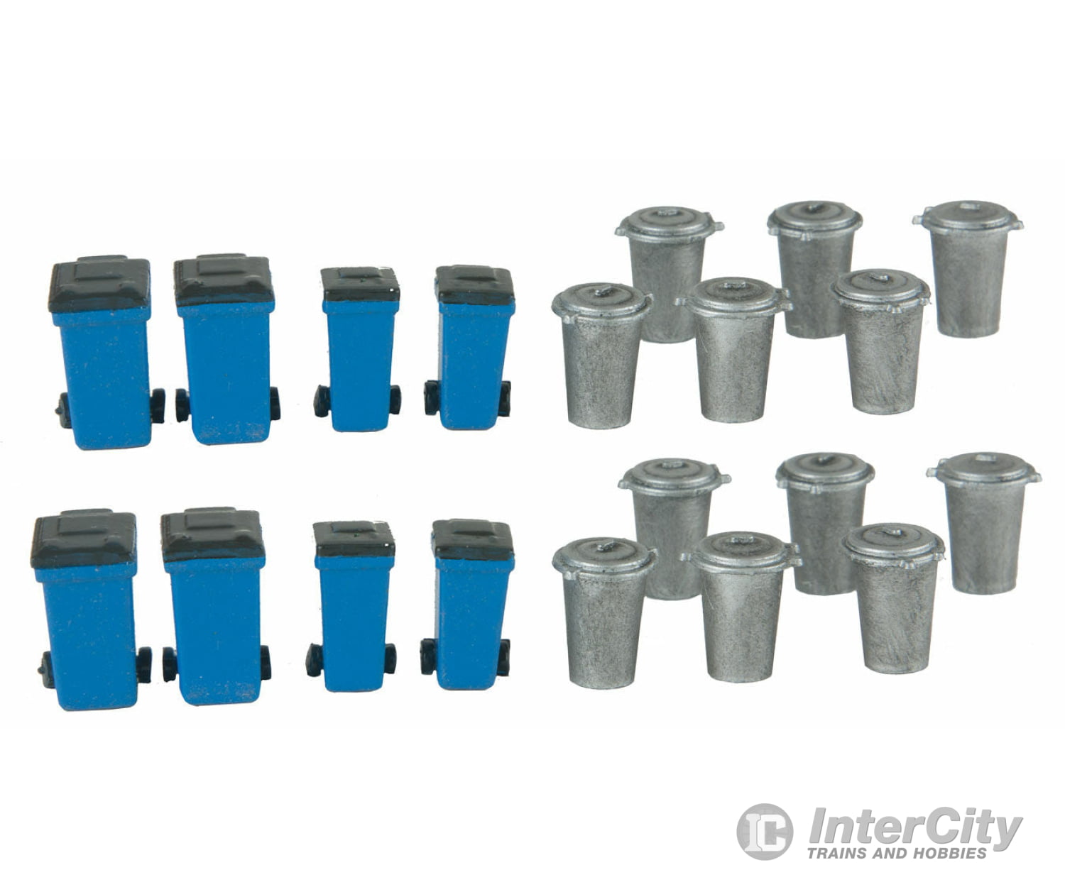 Walthers Scenemaster 4127 Vintage Garbage Cans & Recycling Bins -- Kit (20) Scenery Details