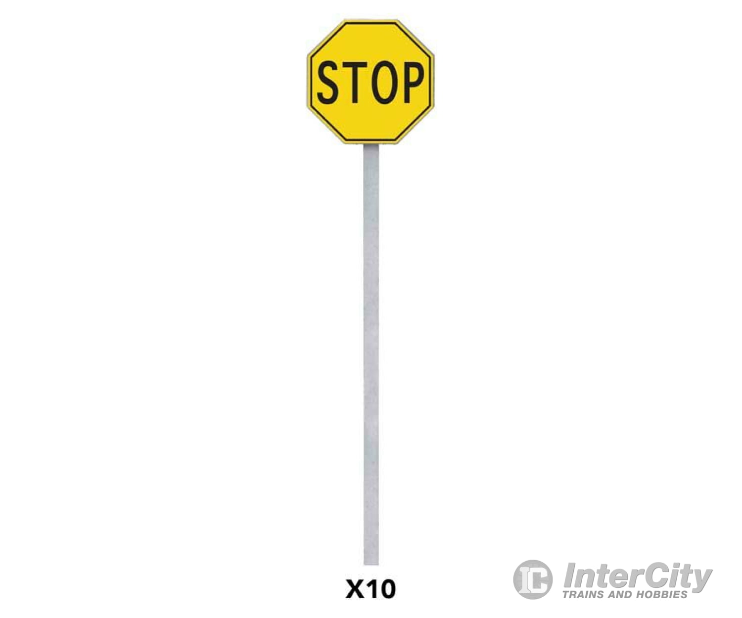 Walthers Scenemaster 4211 Stop Signs Pkg(10) -- 1924-1954 (Yellow Black) Scenery Details