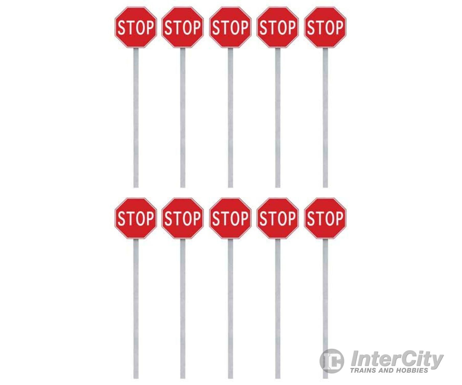 Walthers Scenemaster 4212 Stop Signs Pkg(10) -- 1954-Present (Red White) Scenery Details