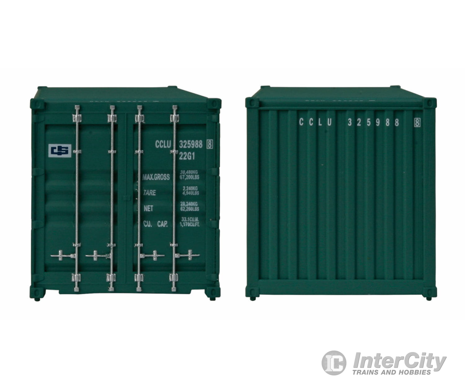 Walthers Scenemaster 8056 20’ Corrugated Container - Assembled -- China Shipping (Green White;