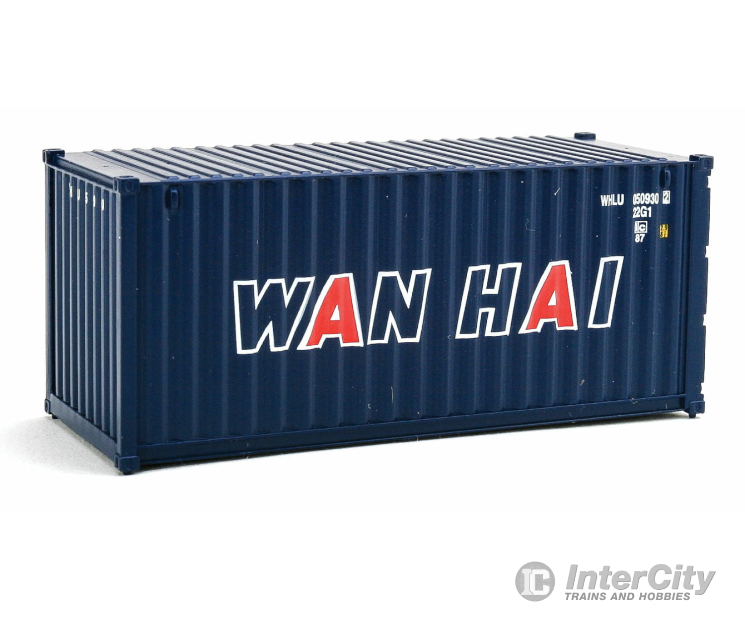 Walthers Scenemaster 8066 20’ Corrugated Container - Assembled -- Wan Hai (Blue White Red A