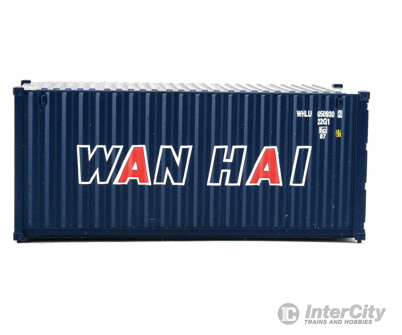 Walthers Scenemaster 8066 20’ Corrugated Container - Assembled -- Wan Hai (Blue White Red A