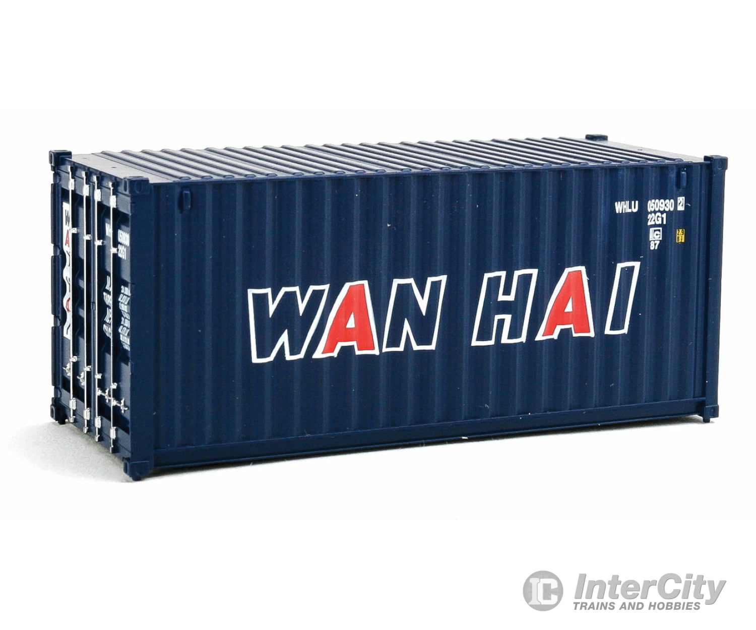 Walthers Scenemaster 8066 20’ Corrugated Container - Assembled -- Wan Hai (Blue White Red A