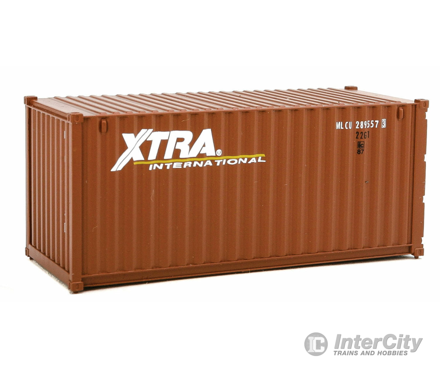 Walthers Scenemaster 8067 20’ Corrugated Container - Assembled -- Xtra Leasing (Brown White)