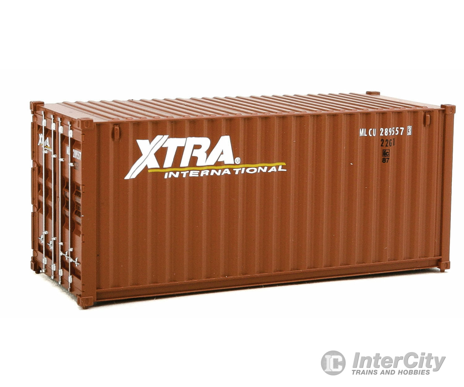 Walthers Scenemaster 8067 20’ Corrugated Container - Assembled -- Xtra Leasing (Brown White)