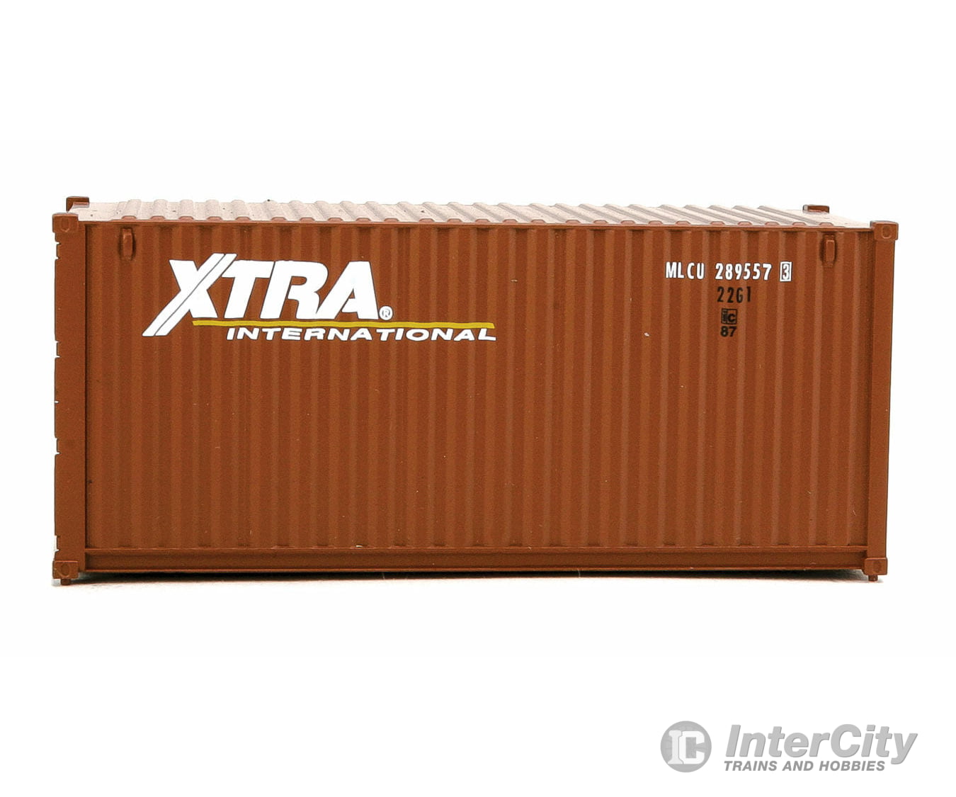 Walthers Scenemaster 8067 20’ Corrugated Container - Assembled -- Xtra Leasing (Brown White)
