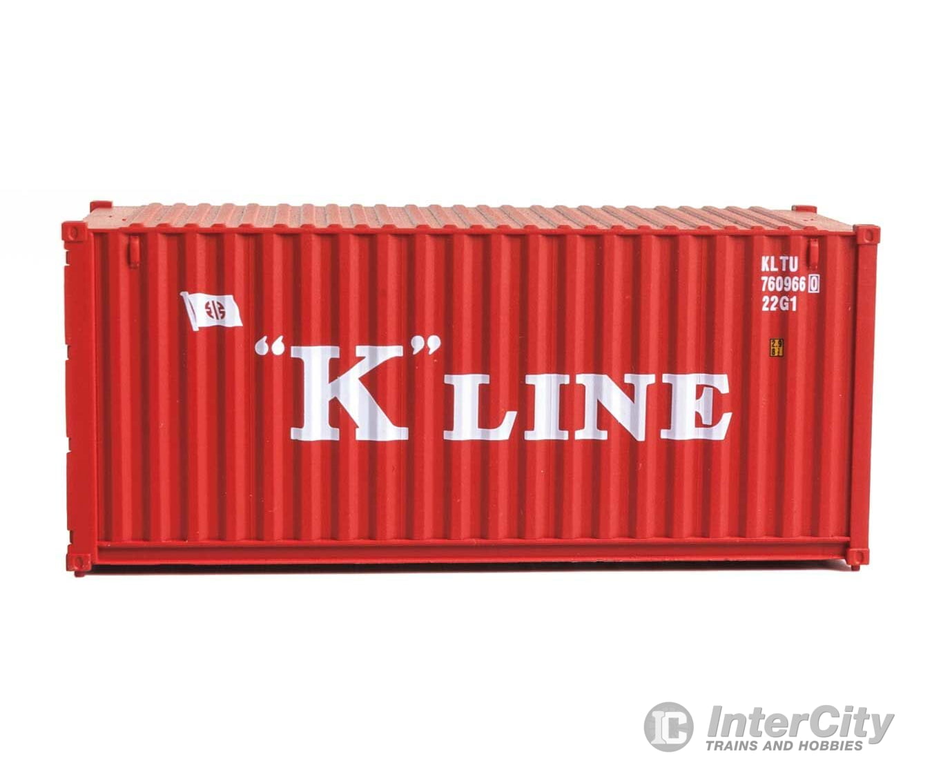 Walthers Scenemaster 8073 20’ Corrugated Container - Assembled -- K-Line (Red White) Freight
