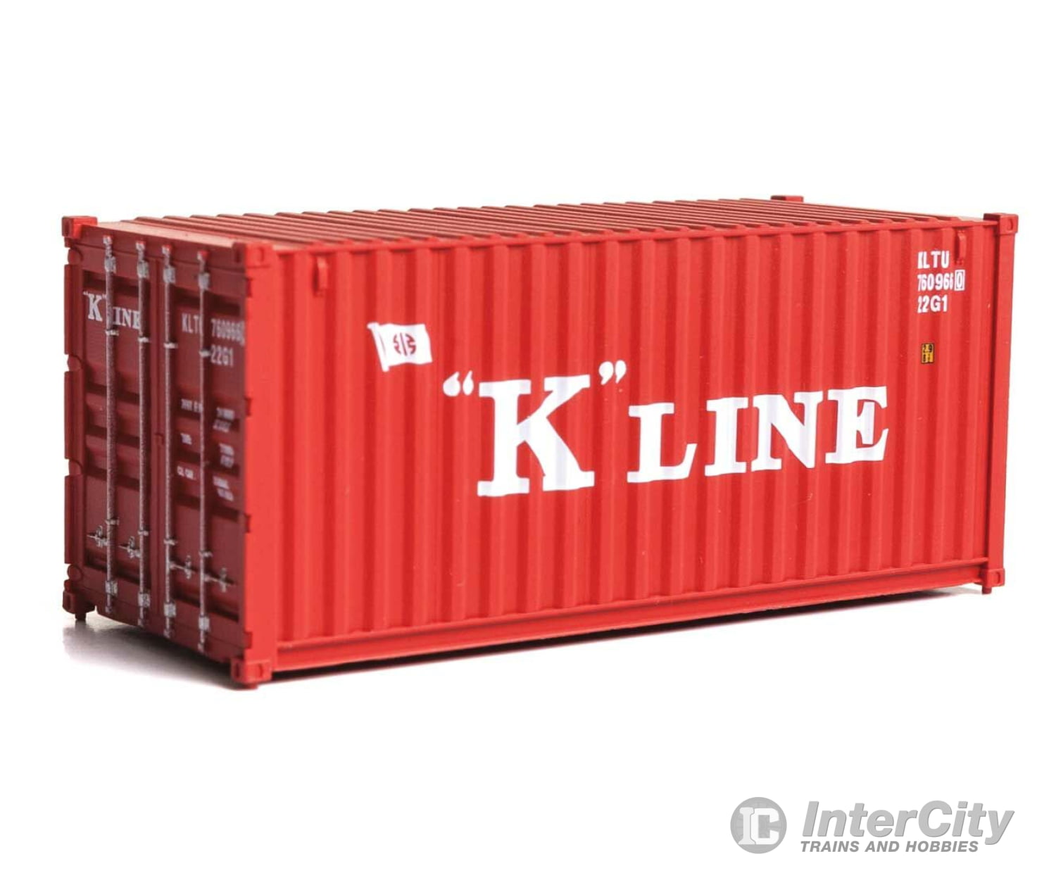 Walthers Scenemaster 8073 20’ Corrugated Container - Assembled -- K-Line (Red White) Freight