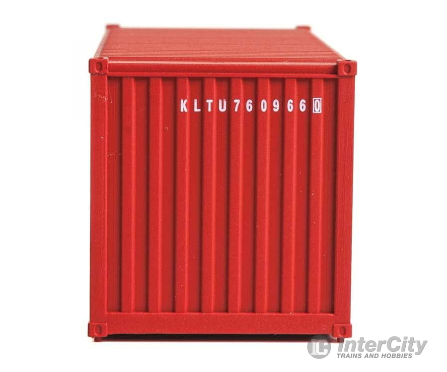 Walthers Scenemaster 8073 20’ Corrugated Container - Assembled -- K-Line (Red White) Freight