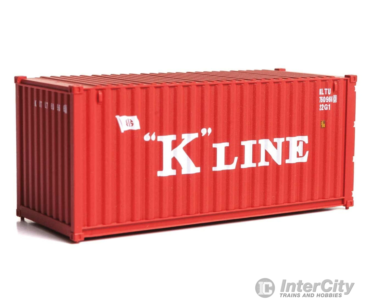 Walthers Scenemaster 8073 20’ Corrugated Container - Assembled -- K-Line (Red White) Freight