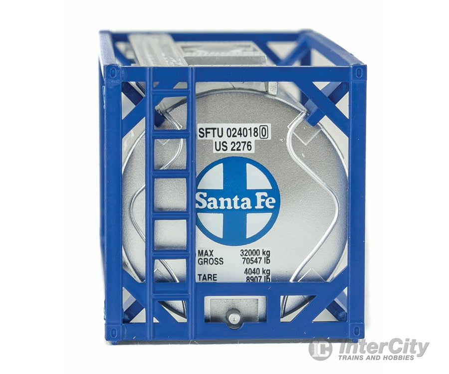 Walthers Scenemaster 8107 20’ Tank Container - Kit -- Santa Fe (White Blue) Freight Loads &