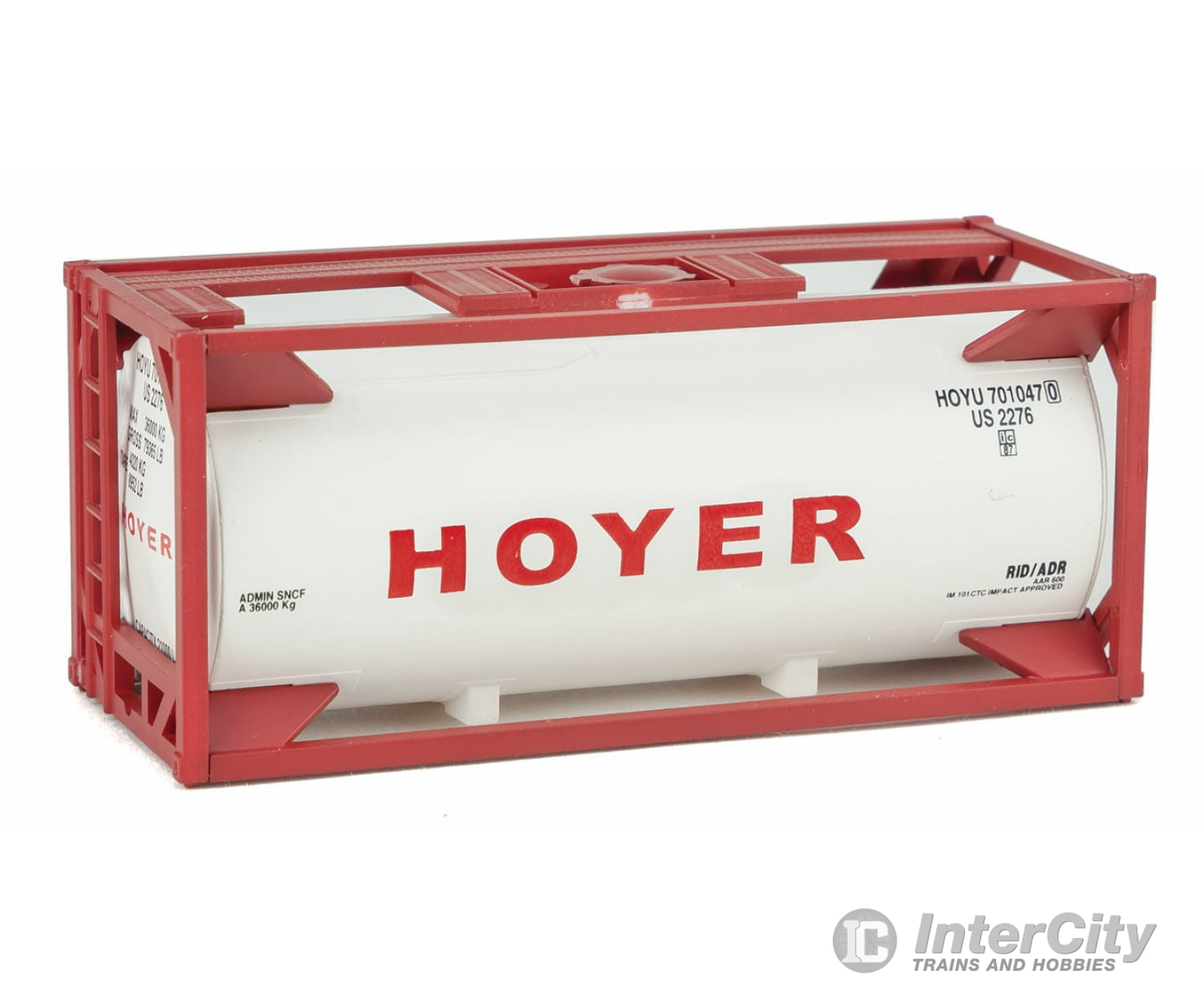 Walthers Scenemaster 8108 20’ Tank Container - Kit -- Hoyer (White Red) Freight Loads & Containers