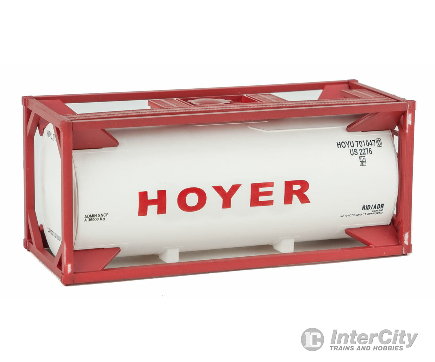 Walthers Scenemaster 8108 20’ Tank Container - Kit -- Hoyer (White Red) Freight Loads & Containers