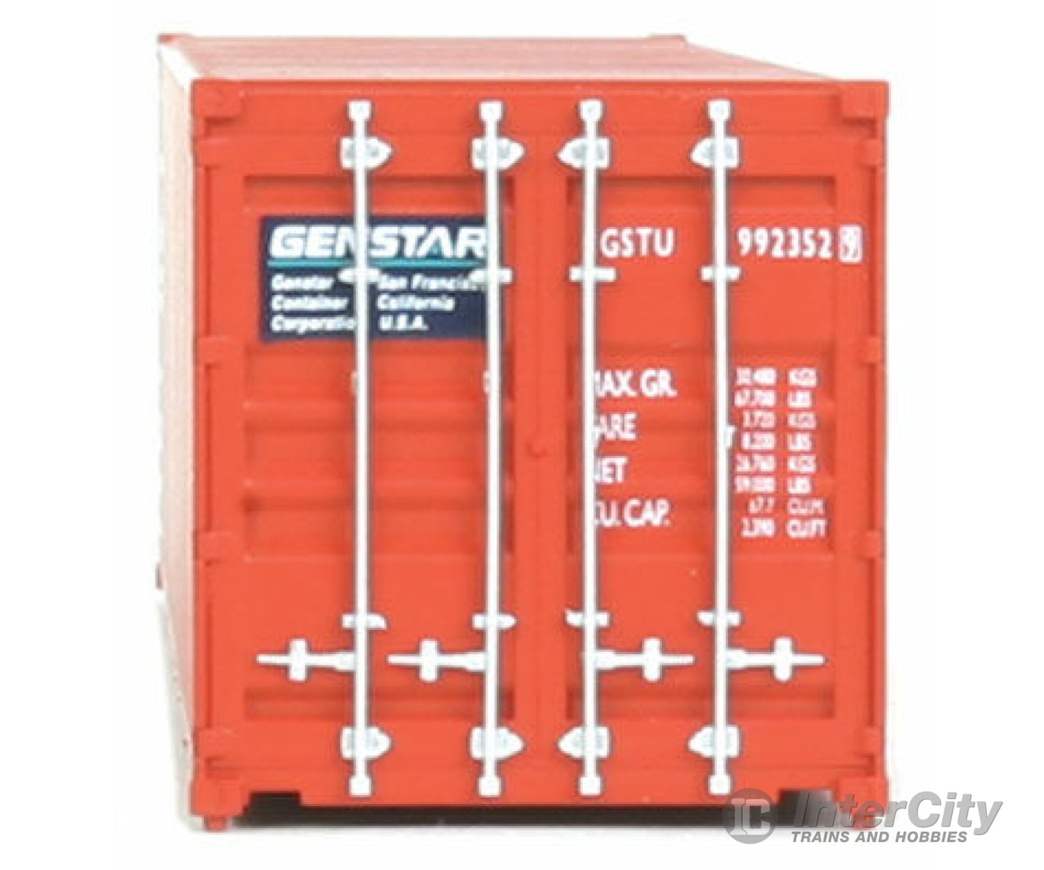 Walthers Scenemaster 8152 40’ Corrugated Container - Assembled -- Genstar (Orange Blue White)