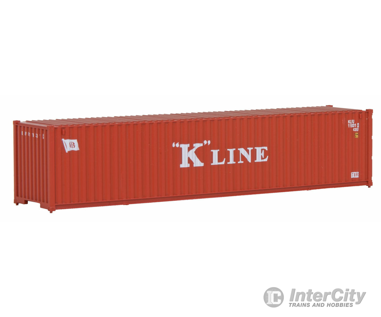 Walthers Scenemaster 8153 40’ Corrugated Container - Assembled -- K-Line (Red White) Freight