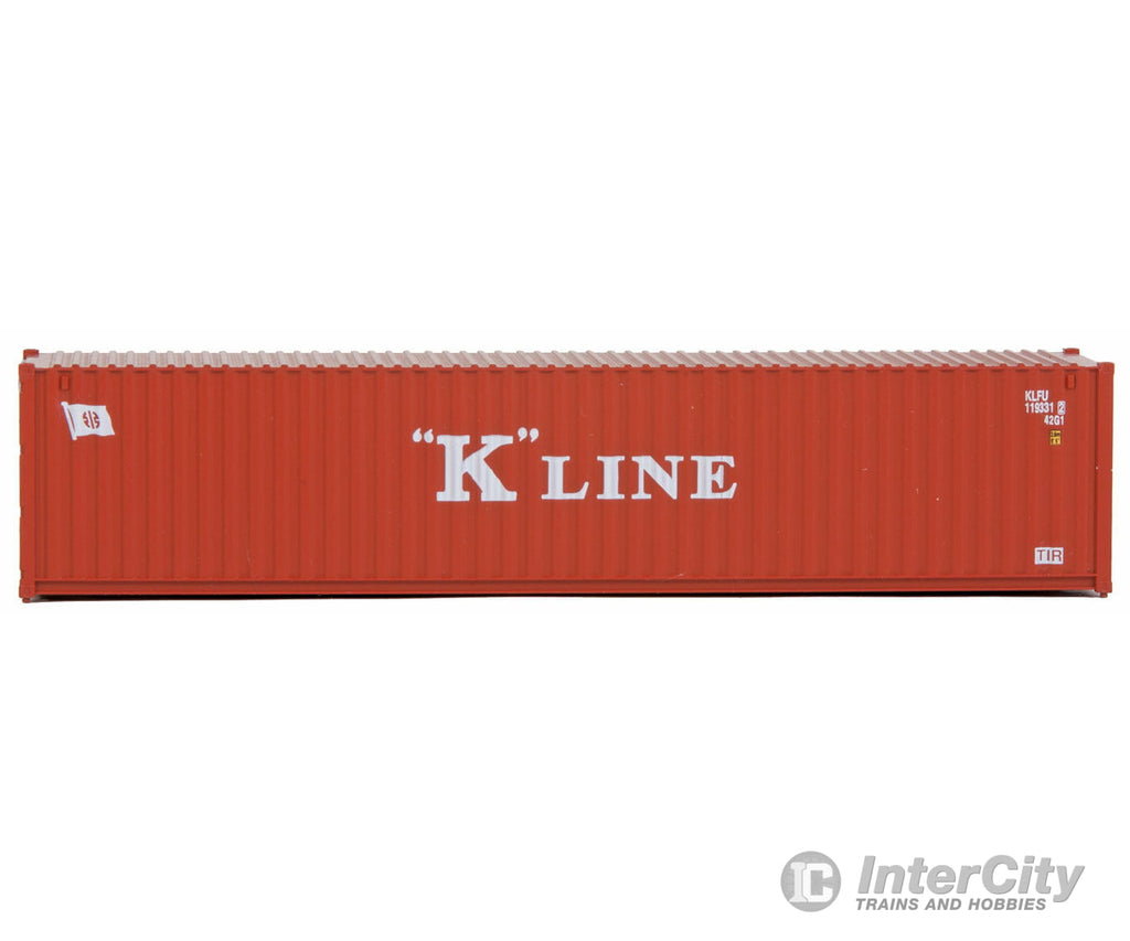 Walthers Scenemaster 8153 40’ Corrugated Container - Assembled -- K-Line (Red White) Freight