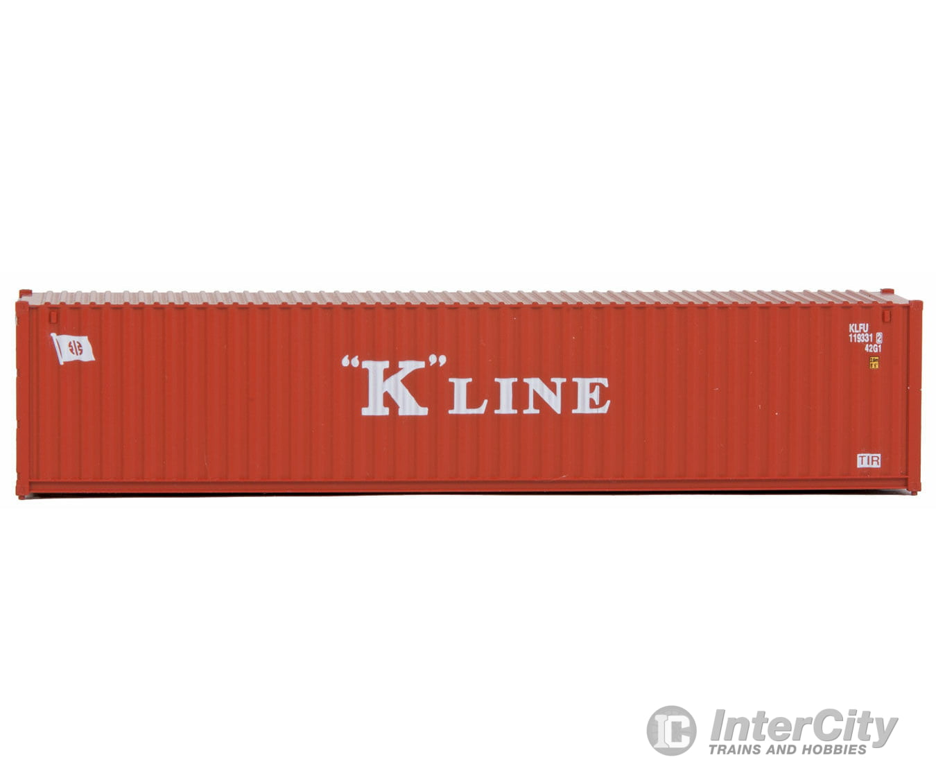 Walthers Scenemaster 8153 40’ Corrugated Container - Assembled -- K-Line (Red White) Freight