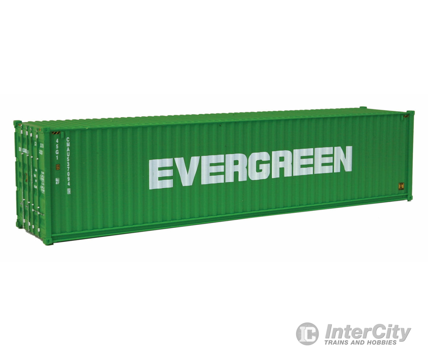 Walthers Scenemaster 8258 40 Hi Cube Corrugated Side Container - Assembled -- Evergreen Freight