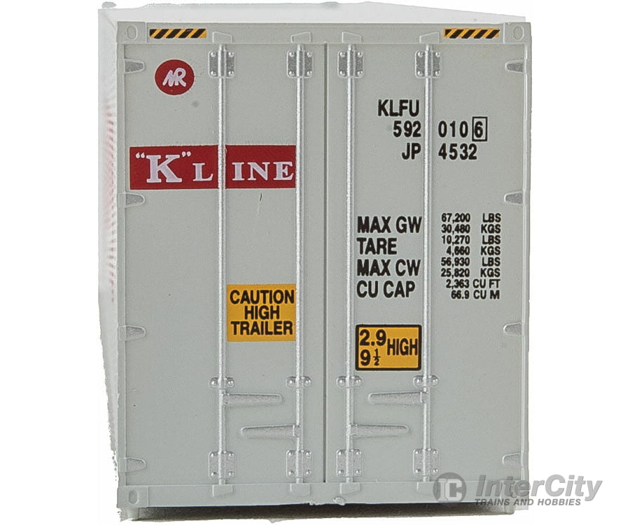 Walthers Scenemaster 8351 40 Hi Cube Smooth Side Reefer Container - Assembled -- K-Line (Grey Red